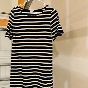 J. CREW Black and White Striped Dress XS